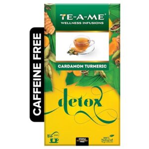 TE-A-ME Detox Cardamon Turmeric Tea – 25 Tea Bags | Herbal Tea for Weight Loss | 100% Caffeine Free Teabags