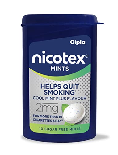 Cipla Nicotex Mints | Nicotine 2mg Lozenges (120 Pcs)| Helps Quit Smoking | Sugar Free | Cool Mint Plus Flavour (10 * 12 Pcs)