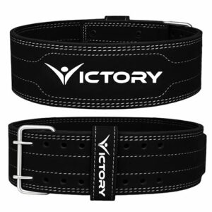 VICTORY Weight Lifting Belt, Genuine Leather Weight Lifting Belt 4″ inch Durable Comfortable Lower Back Support for Men Women | Body Fitness Gym Back Support Weightlifting Belt (Black, Xl)