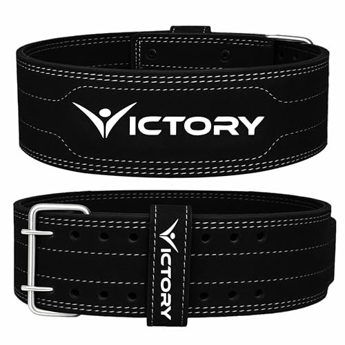 VICTORY Weight Lifting Belt, Genuine Leather Weight Lifting Belt 4" inch Durable Comfortable Lower Back Support for Men Women | Body Fitness Gym Back Support Weightlifting Belt (Black, Xl)
