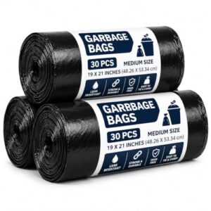 SIYA Thick Garbage Bag 19×21 Inch 90pcs (30pcs x 3Rolls) Medium Size