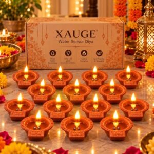 XAUGE Water Sensor Diya, Water-Activated Diya | Flameless Design