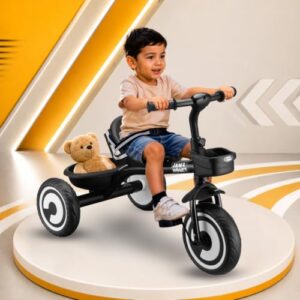 Amazon Brand – Jam & Honey | Kids Tricycle | Red | 2-Point Safety Harness | Ergonomic Seat | Mild-Steel Frame | Front Basket & Rear Storage Tray | Ages 2+ Years