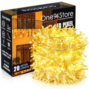 One94Store 20Meter 56 LED Serial String Lights – Plug in Waterproof Copper Wire Fairy Lights for Home Decoration, Christmas, Garden, & Diwali Decoration Lights for Balcony Outdoor – Warm White