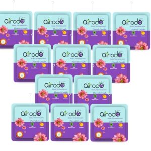 AIRODO Air Room Freshener Power Pocket Gel, Fragrance Booster, Lasts Upto 30 Days, Skin Friendly, Home Fragrance Fresh Scents for Bathroom, Toilet, Living Room, Office (Floral Crush, Pack of 12)