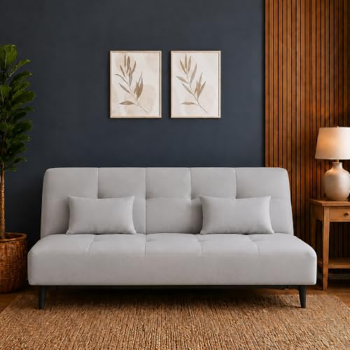 Centuary Sleepables Easy Flip Sofa-Cum-Bed 6x4 ft | 3-in-1 Convertible Lightweight Sofa, Recliner, Bed with 2 Cushions | for Home, Office, Living Room | 3-Year Warranty | Grey Mist
