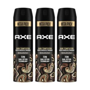 Axe Dark Temptation Men’s Deodorant, Long Lasting Deodorant Spray For Men With An Irresistible Scent, 215ml, Pack of 3