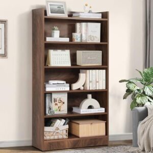 ABOUT SPACE Bookshelf for Home – 6 Tier Book Rack for Study Room | Open Book Shelf for Office, Library, Bedroom, Living Room – Engineered Wood Display Cabinet (Walnut – L 71 x B 24.5 x H 137.5 cm)