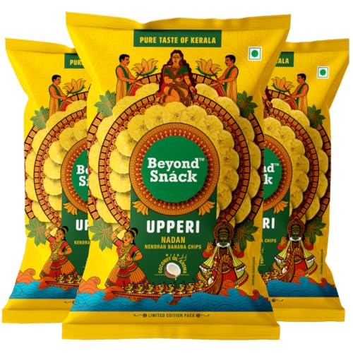 Beyond Snack Upperi Special Kerala Banana Chips | Nadan Kerala Chips | Made with 100% Coconut Oil- 300g (100G x Pack of 3)