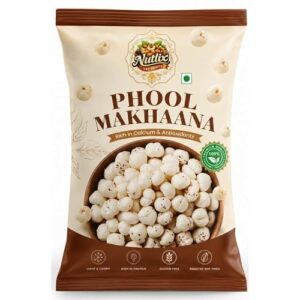 NUTLIX Premium Phool Makhana/Fox Nuts 1kg | Medium Size Makhana | Phool Makhana for Prasadam | Premium Lotus Seeds | Super Crunchy Fox Nuts | Direct from Farm | Healthy Snacking | Rich in Calcium