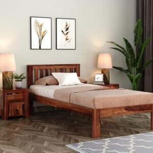 Ferrovilla Orus Double Size Sheesham Wood Bed for Bedroom (48×78) with 2 Years Warranty | Office Furniture | Living Room Cot | Wooden Bed | Daybed |Traditional Beds | Bedroom Furniture |