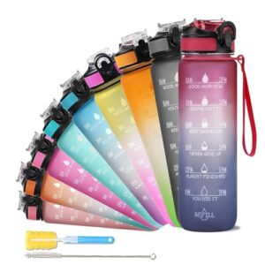 SOLARA Sipper Water Bottle 1 Litre, Leakproof, BPA-Free & Durable Tritan, Water Bottle for Adults, Gym, Kids, School, Gifts & Office, Motivational Time Marker, 1Ltr Sipper Bottle, Dark Intentions
