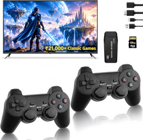 esportic ππ ππππ« πππ«π«ππ§ππ² Retro Game Stick Plug & Play 4K Video Game for TV | 21,000+ Classic Games 15 Emulators |HDMI | Two 2.4G Wireless Controllers | Gaming Console