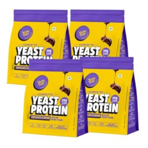 Yogabar Fermented Yeast Protein Powder – Chocolate |26g Complete Protein Supplement|High Absorption, No Bloating, Gut Friendly|PDCASS 1|Pack of 4 (2kg)