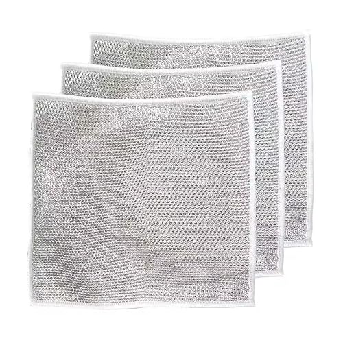 AATMDAY Microfiber Non-Scratch Wire Dishcloth&Gaps Cleaning Brush,Multipurpose Wire Dishwashing Rags for Wet&Dry,Easy Rinsing,Reusable,Wire Cleaning Cloth for Kitchen,Sinks,Pots,Pans (Pack-6)