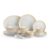 CELLO Amber Gold Divine Series Opalware Dinner Set of 33 Pieces for Family of 6 | Bone-Ash Free & Leadfree Opal Glass, Microwave & Dishwasher Safe Plates & Bowls Crockery Set for Dining & Gifting