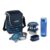 CELLO Complete Meal Lunch Box Set with Jacket for Office Use Blue | 3 x 300ml Steel Container, 1 x 130ml Pickle Container, 500ml Water Bottle with Spoon & Fork | Airtight Tiffin Box Set for Daily Use