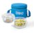 Treo by Milton Sky Lite Tiffin Horizontal | 2 Round Containers (400 ml Each) with Jacket | Borosilicate Glass | Airtight Leak-Proof Lids | Microwave & Oven Safe | Ideal for Office & Travel, Blue