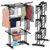 TEX-RO Clothes Drying Stand for Balcony | Cloth Dryer Stand | Cloth Stand for Drying Clothes Foldable | MS Pipe Clothes Hanging Stand | Portable Cloth Rack for Indoor (3 Layer, Black)